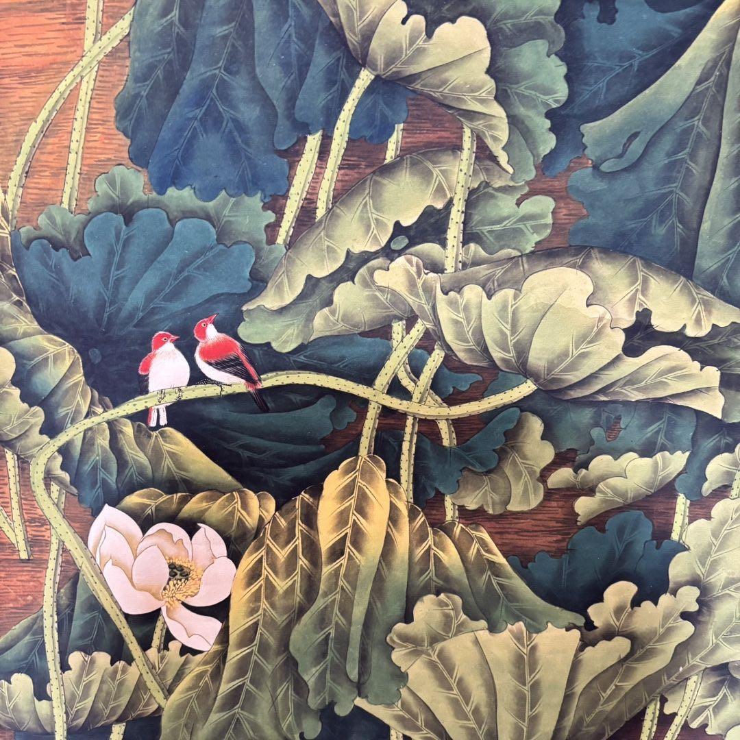中国掛軸 張大千 百荷図 中堂掛け軸 中国画 花鳥画 蓮花図 和室インテリア
