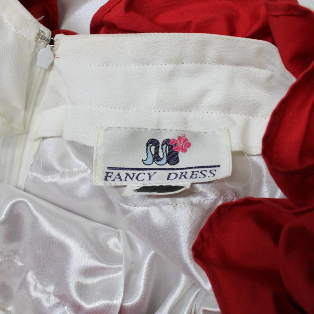 【フラダンス衣装】ホワイト FANCY DRESS ワンピース ドレス 白 赤