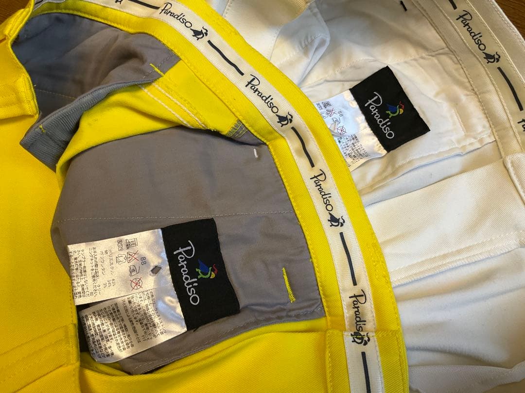 Paradiso フィットパンツ 88サイズ　白&黄　2本セット　ゴルフパンツ