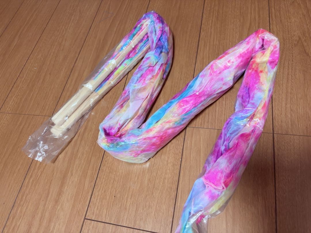 【新品】メルカリ限定色★カラフルタイダイ♪高級シルク ファンベール両手150㎝！
