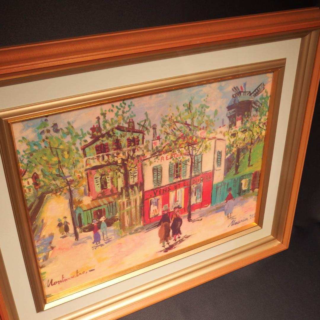 油彩画 複製画 「 モンマルトルのカフェ 」 ユトリロ   額装 P8号