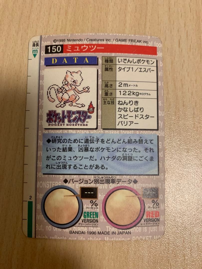 ポケモン ミュウツー ホロカード 1996年製