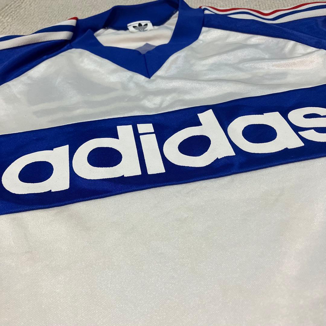 【L】old adidas 半袖シャツ　トレフォイルロゴ　トリコロール　マリノス