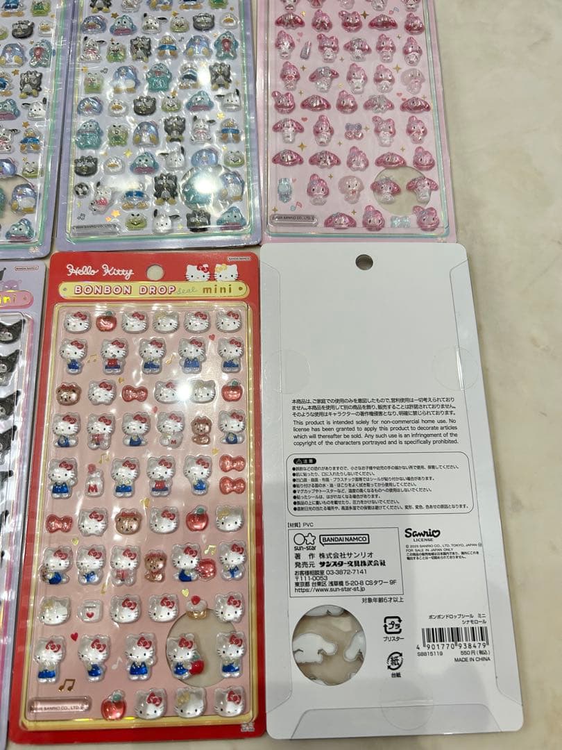 【即購入OK】正規品 即日発送　ボンボンドロップシール サンリオミニ 6枚セット