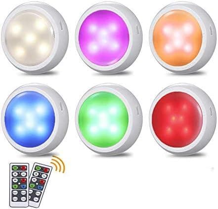 ワイヤレス小型LEDライト 6個セット適用多様 RGB16色3モード