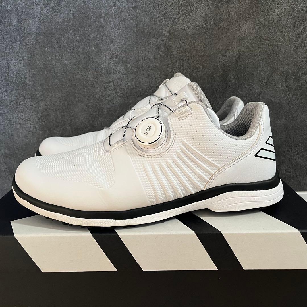 美品★adidasゴルフシューズ BOA 24.5cm 白×黒 スパイクレス