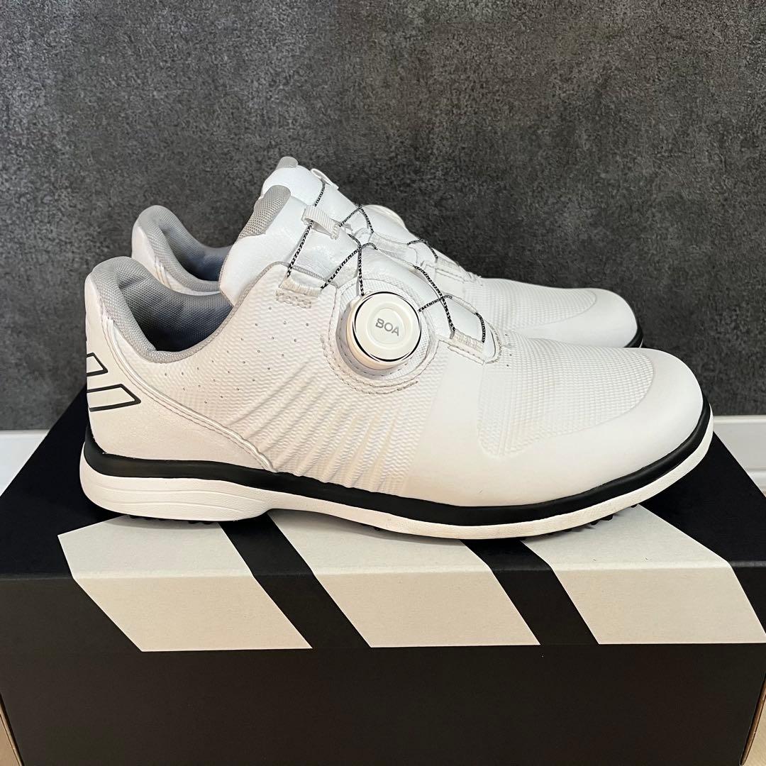 美品★adidasゴルフシューズ BOA 24.5cm 白×黒 スパイクレス