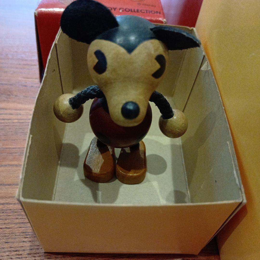★レトロ★箱入りDisney ミッキーマウス 木製フィギュア　大中２体セット