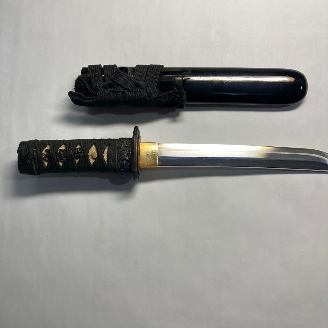 御守り刀(模造刀)黒呂鞘の房紐袋付き