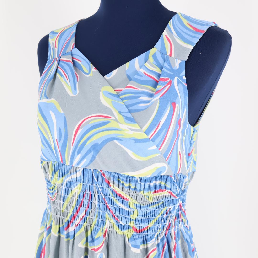 【美品 フラダンス衣装】グレー Ocean Blue Bird ワンピース 水色