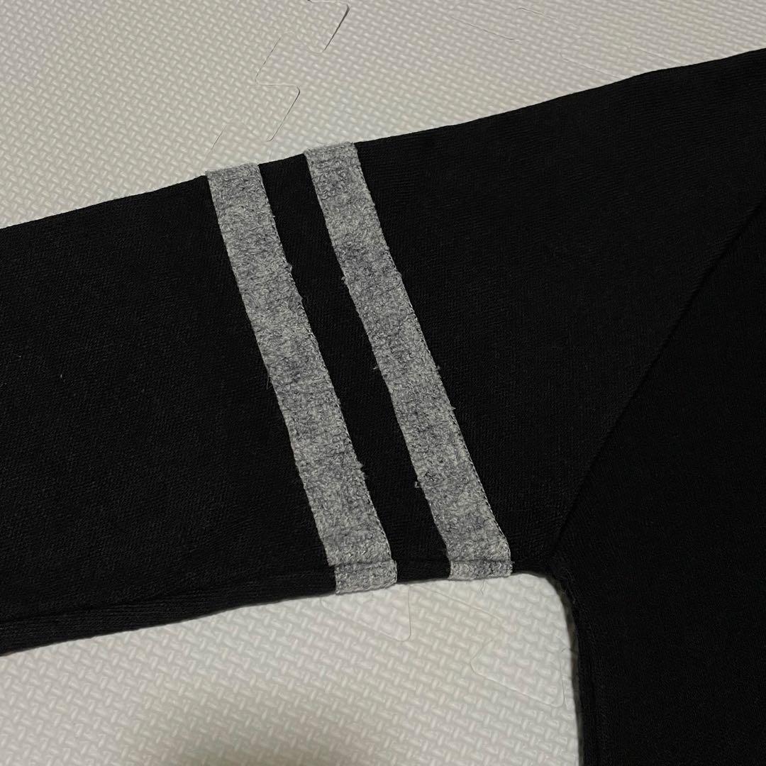 美品 ラッセルノ ウール混紡 ゴルフ ニット ライン入 ブラック パイルワッペン