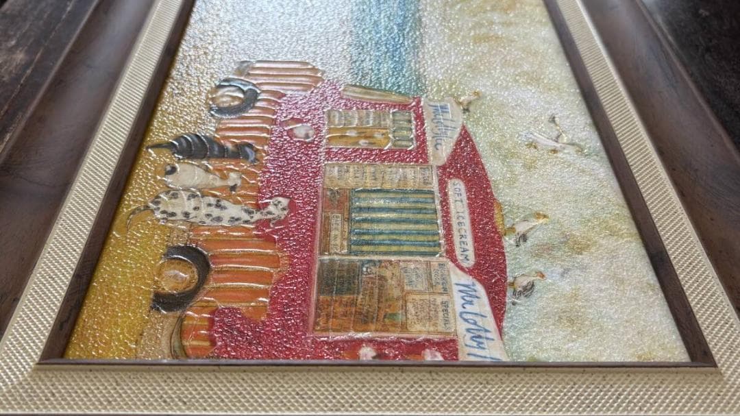絵画●サムトフト アートフレーム「アイスクリーム食べたいなぁ」● 動物＆癒し