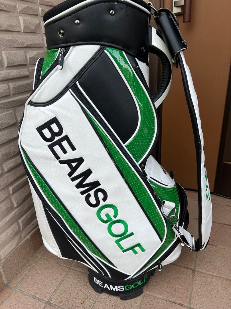 BEAMS GOLF キャディバッグ ホワイト/グリーン