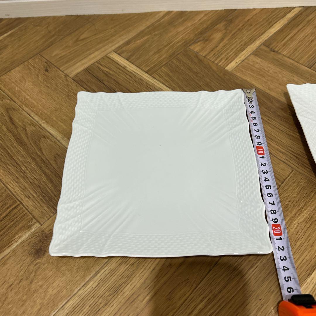 リチャードジノリ ベッキオホワイト スクエアプレート　2枚セット　22cm