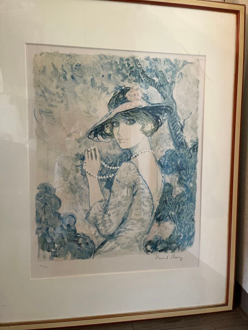アンティーク　真作　ベルナール シャロワ作　リトルグラフ　直筆サイン　水彩画