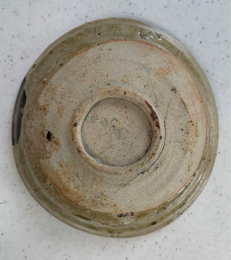 希少　古瀬戸　灰釉　沈線文皿　本銀直し　発掘伝世品　五寸皿　鉢