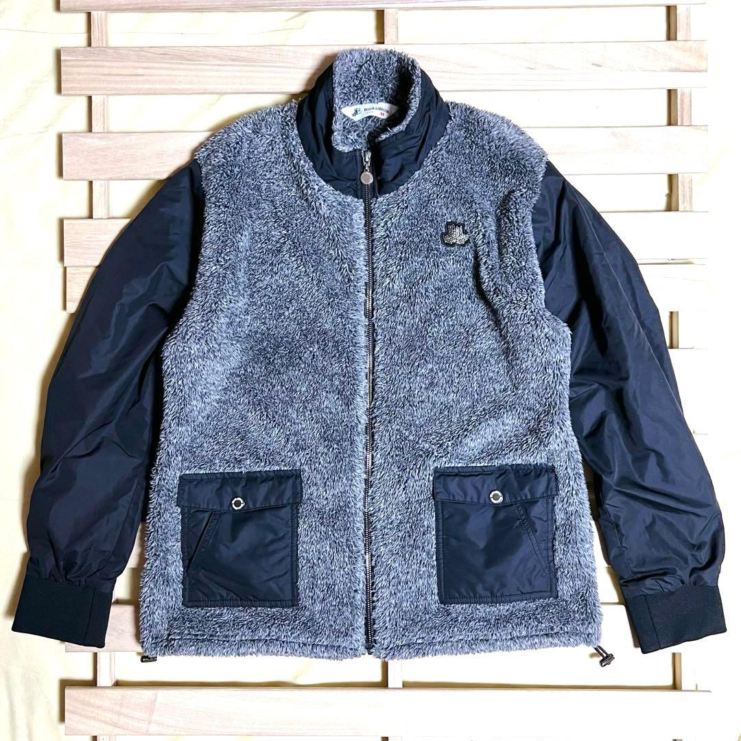 美品❤️ラインストーン❤️Black&White ボアフリースジャケット ブルゾン