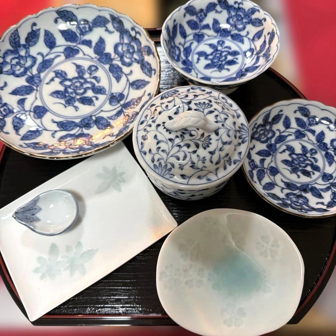 たち吉木の葉型小皿　三崎窯三種　白磁　青磁No.5-15