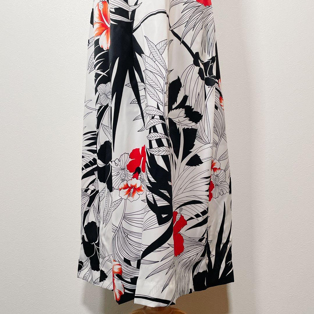 【美品】ホロホロ ハイビスカス柄 フラッタースリーブ フラダンスドレス ハワイ製