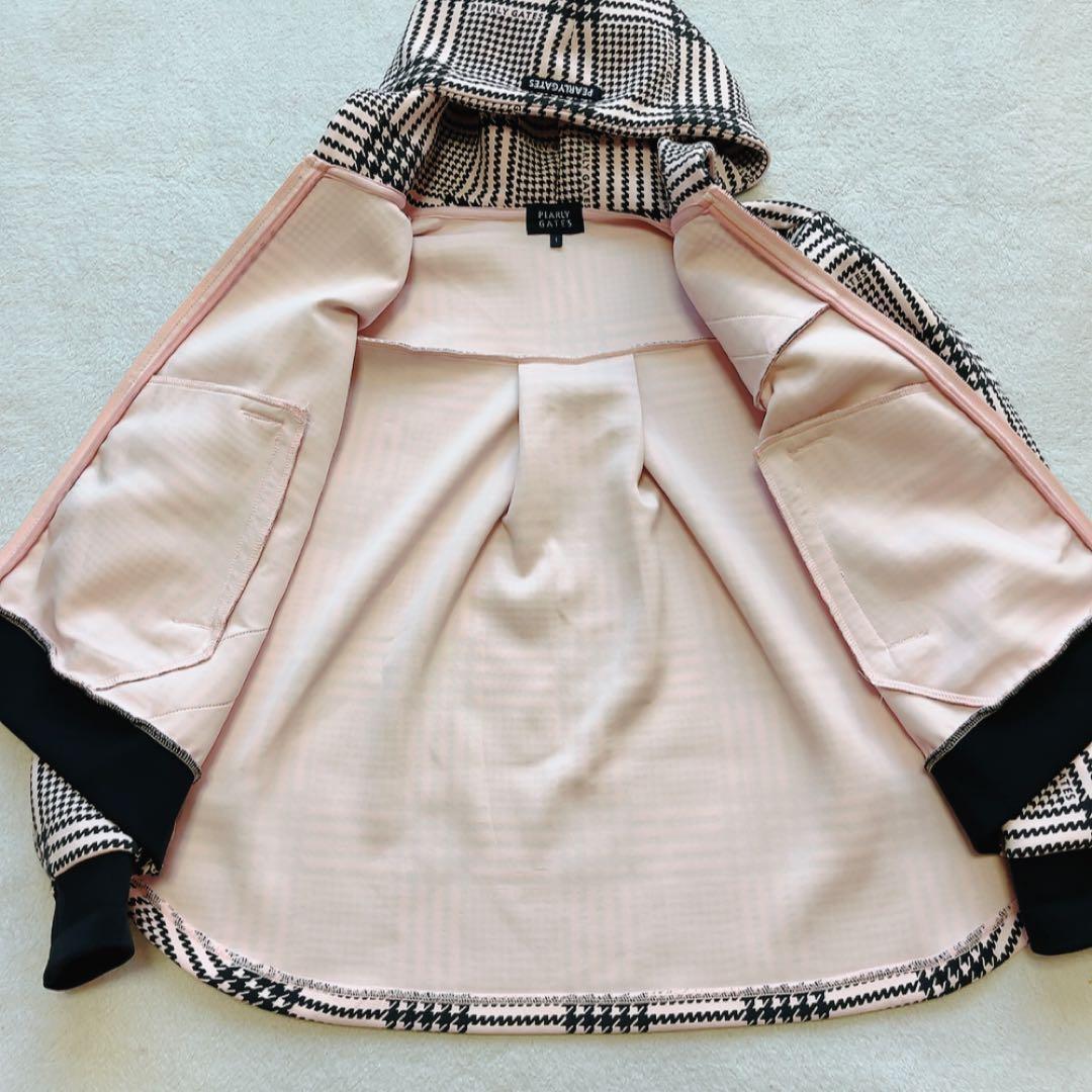 極美品　近年モデル　パーリーゲイツ　セットアップ　千鳥　パーカー　パンツ　ピンク