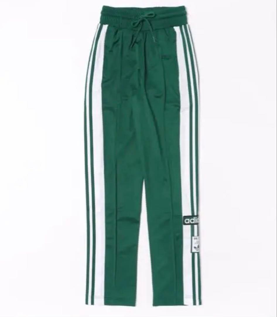 adidas グリーン ジャージパンツ スナップボタン ブレイクパンツ S