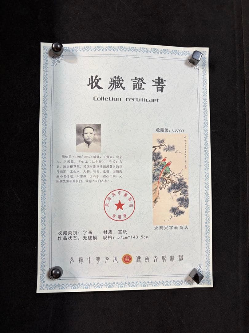 颜伯龙 绶带鸟 中国画 掛け軸 水墨画 和室 玄関 茶室 壁掛け 美術品