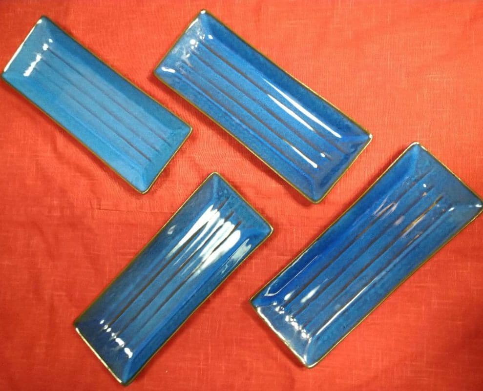 ⬛多目的ご利用可能な【有田焼】⬛【約２６cm・コバルトブルーの長中皿】５皿