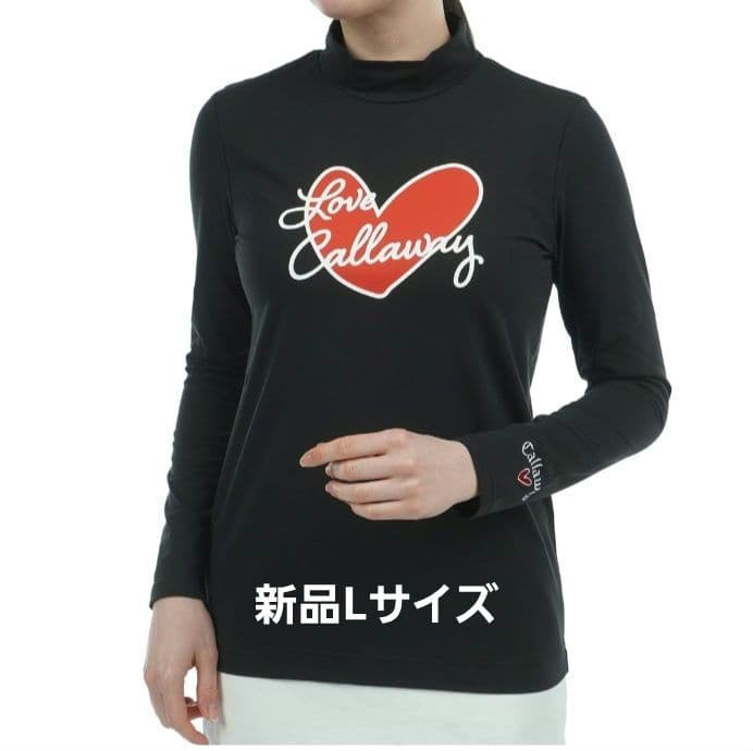 Callaway Golf LOVE長袖モックネックシャツ 　Lサイズ　ブラック