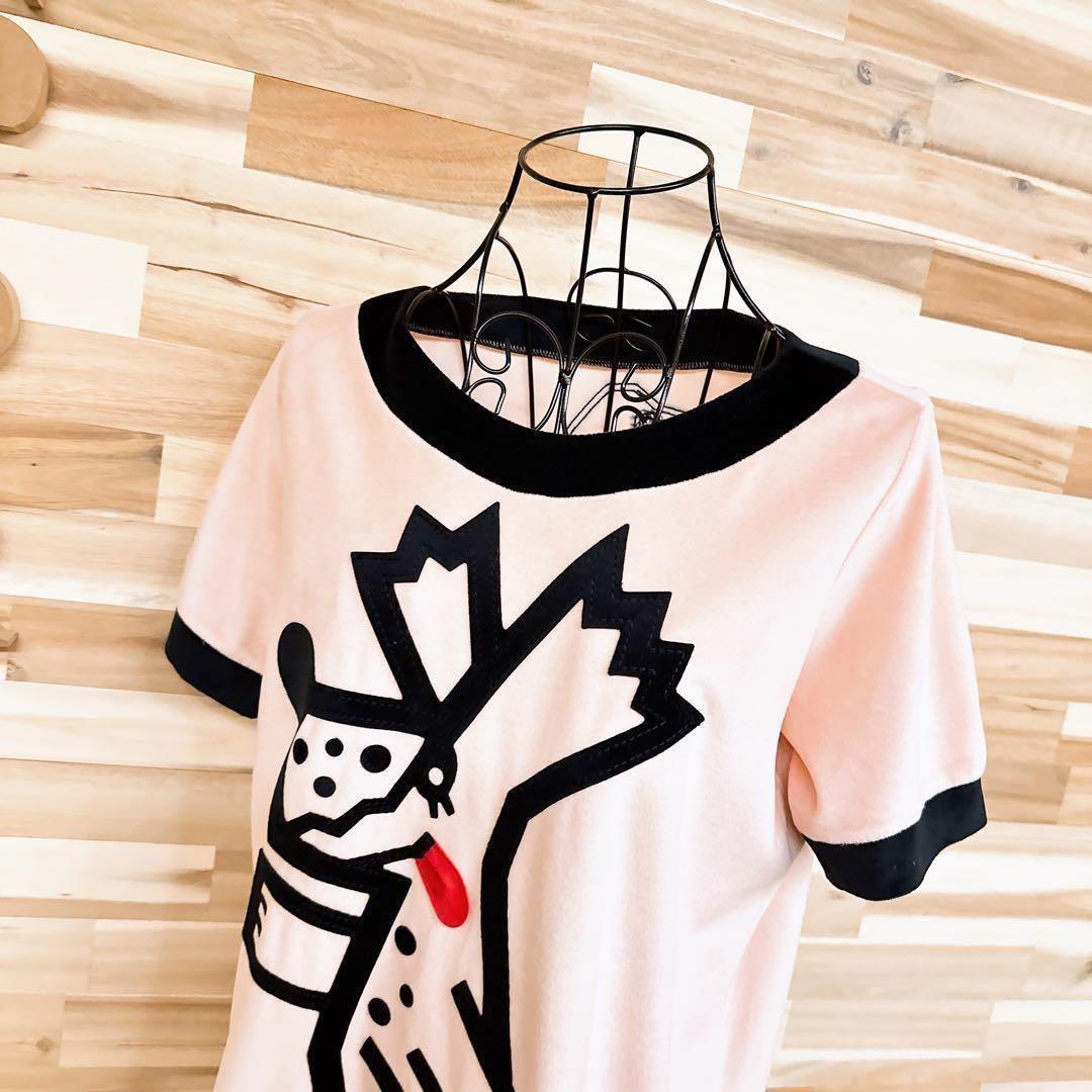 【エムユースポーツ】ゴルフ ミエコウエサコ ベロア 半袖Tシャツ 犬 ピンク×黒