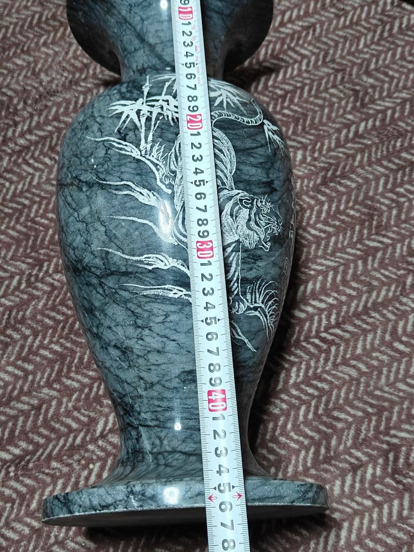 アンティーク 虎柄 大理石 花瓶 花器 傘立て 高さ約46cm