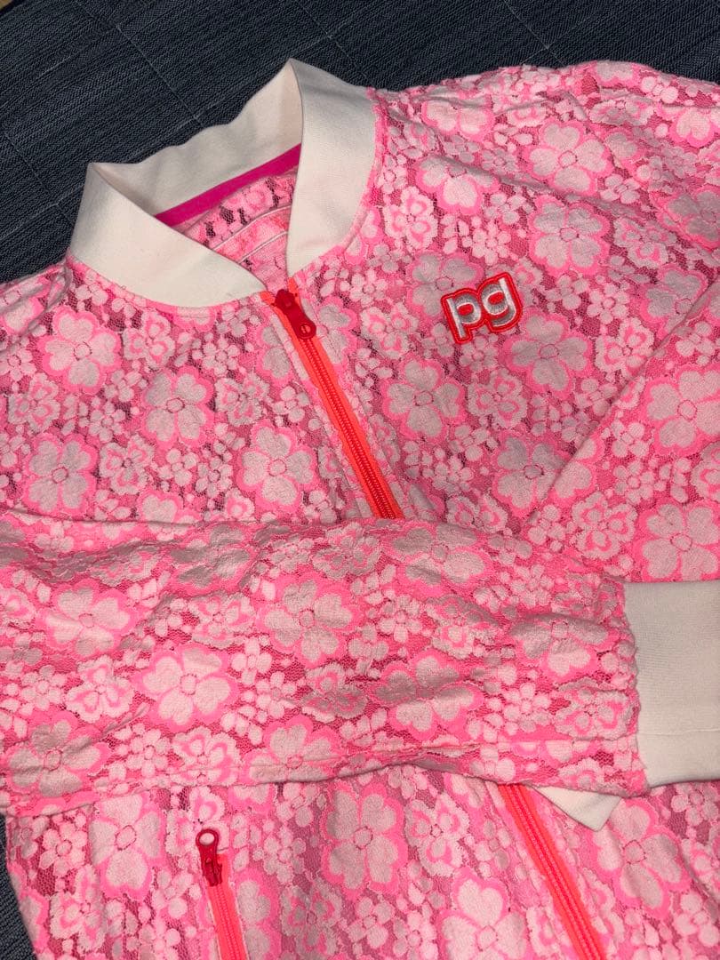 （美品）パーリーゲイツ、花柄、フルジップブルゾン、パンツ、セットアップ、サイズ1
