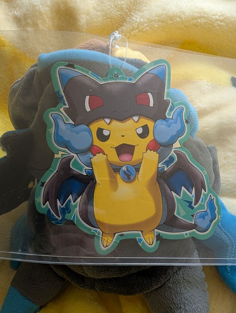 メガリザードンXのポンチョを着たピカチュウ　ぬいぐるみ