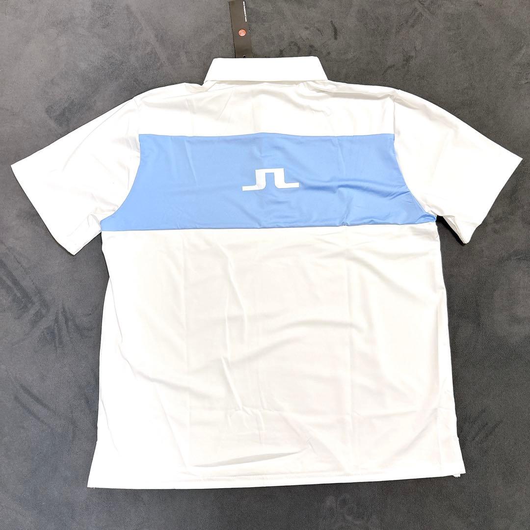 新品✨ J.LINDBERG ゴルフ メンズ ポロシャツ 2XL 白 水色