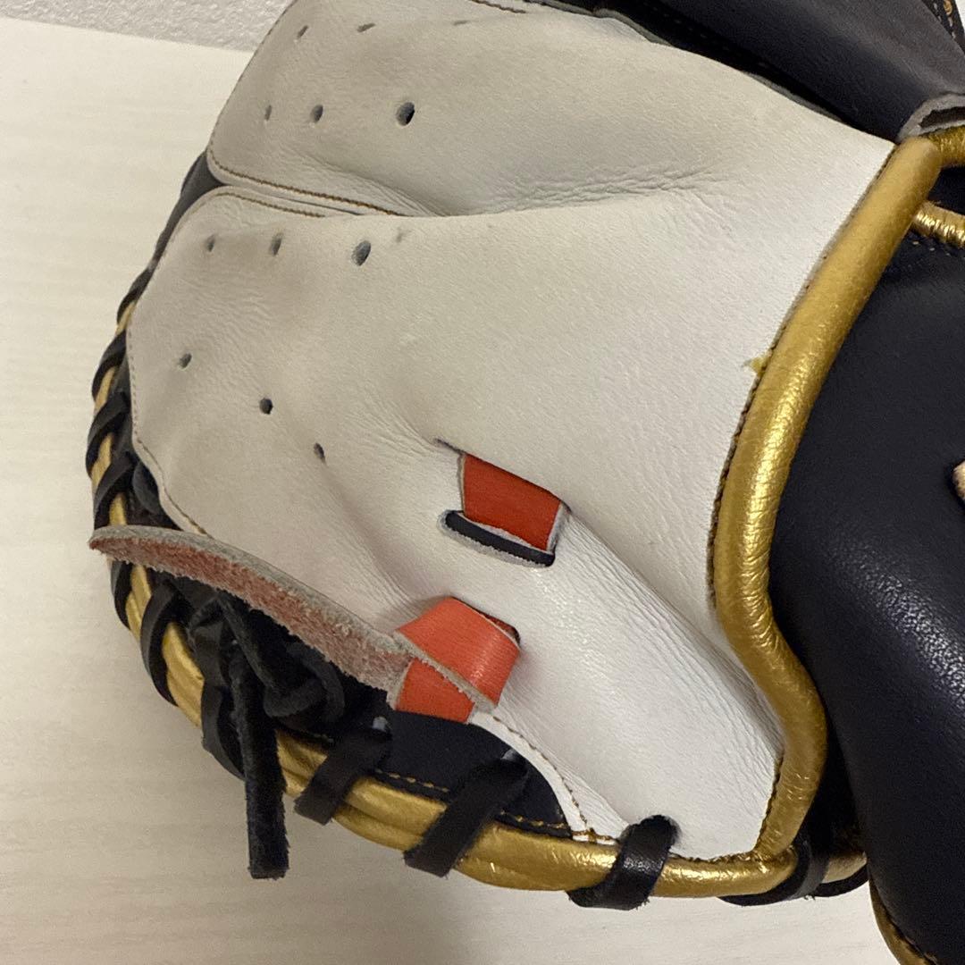 美品 金彩 激レア 40.Wilson軟式ミット オレンジ ネイビー ホワイト