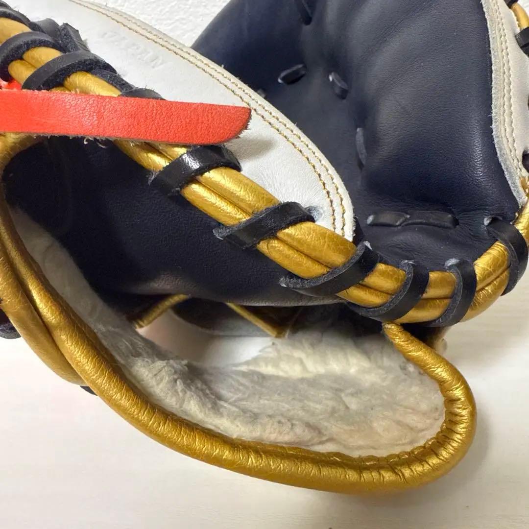 美品 金彩 激レア 40.Wilson軟式ミット オレンジ ネイビー ホワイト