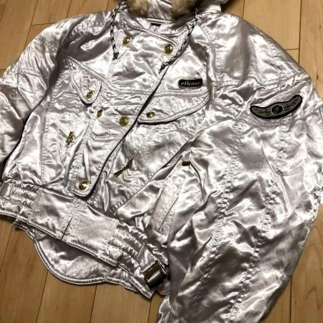 80s エレッセ　Ellesse スキーウェア　上下　レディース　L　シルバー