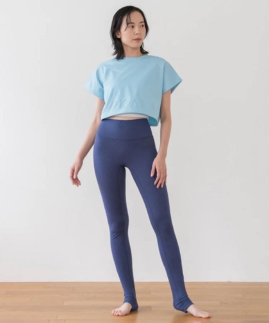 新品　スカーラ エンボスTee 水色　M ホットヨガ　SUKALA ピラティス