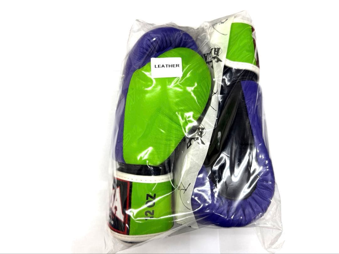 新品　RAJA グローブ 12oz ラジャ　紫緑黒　本革製　全国送料込