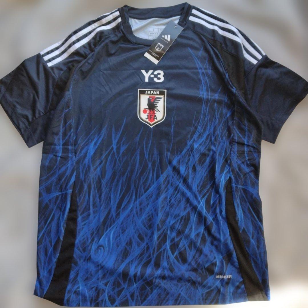 【タグ付】Y-3 サッカー日本代表 レプリカユニフォーム 炎柄 半袖 Lサイズ