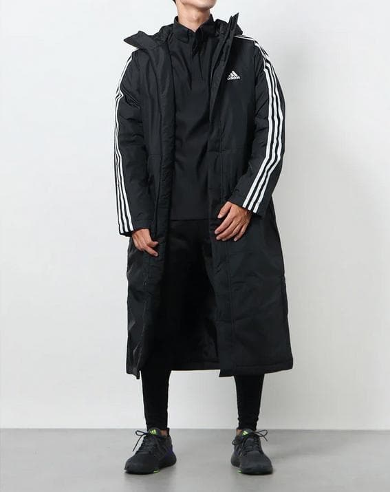 新品半額以下 15400円を アディダス ベンチコート ロングBLKブラック M
