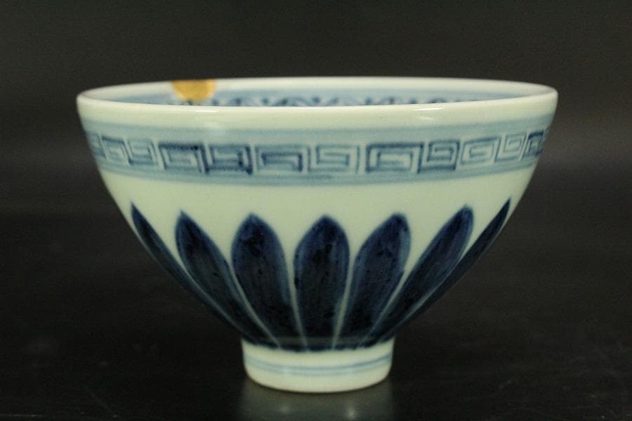 中国美術 染付 纏枝蓮花紋 蓮弁碗(ZE789)