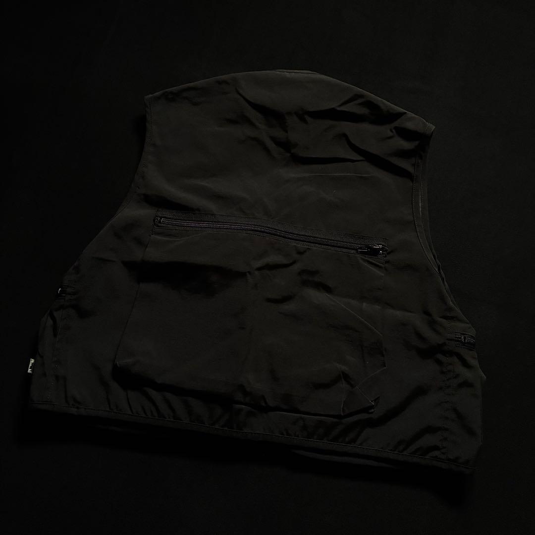 極美品 カナダ製 90s woods フィッシングベスト 黒 短丈 釣り 毛鉤