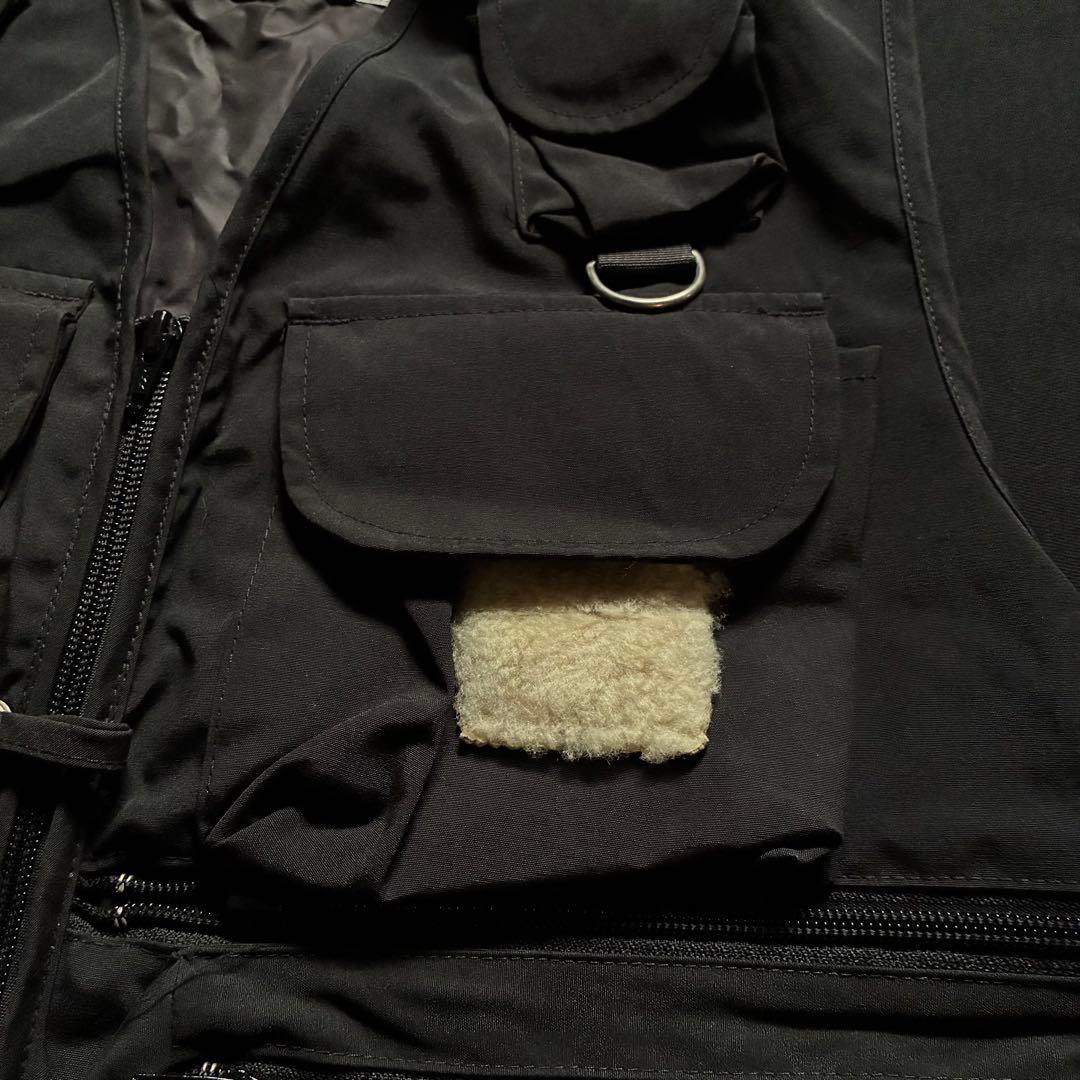 極美品 カナダ製 90s woods フィッシングベスト 黒 短丈 釣り 毛鉤