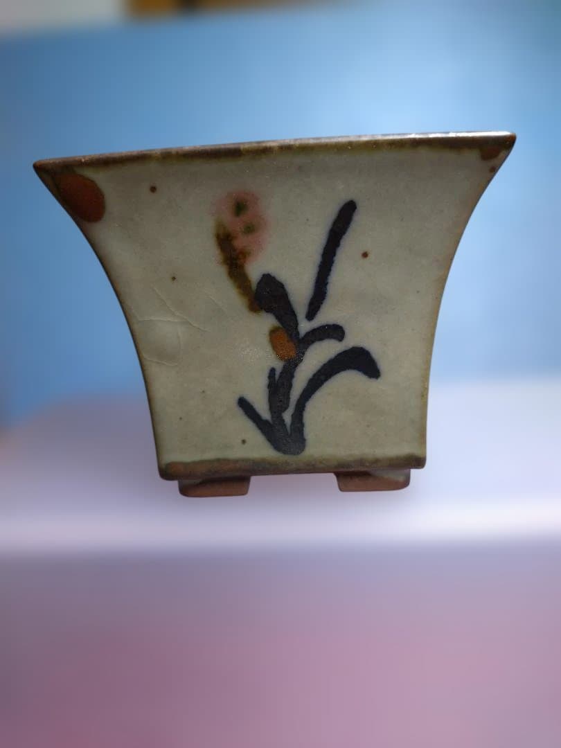花模様 陶器鉢 四角形