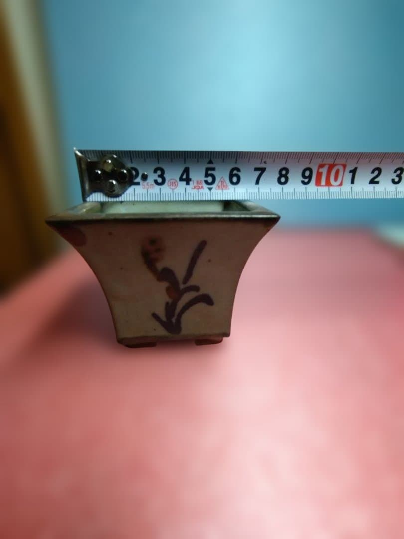 花模様 陶器鉢 四角形