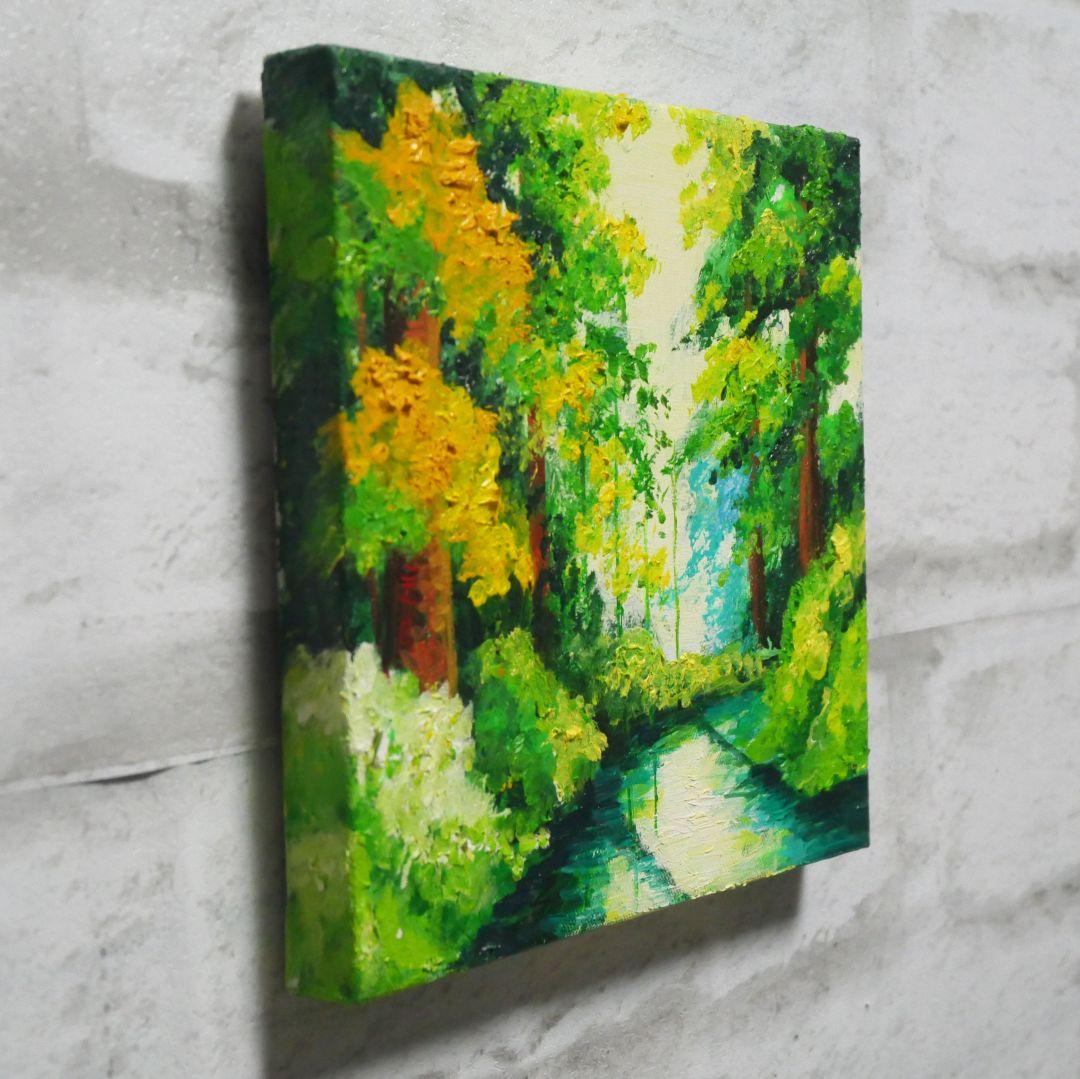 油絵 油彩 油彩画 絵画 絵 アートパネル【森の湖】