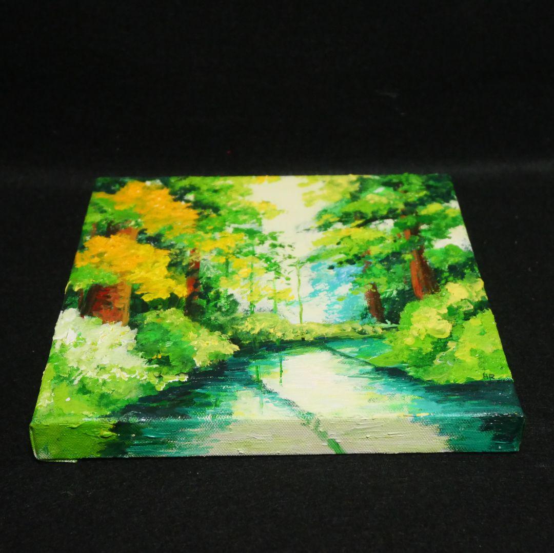 油絵 油彩 油彩画 絵画 絵 アートパネル【森の湖】