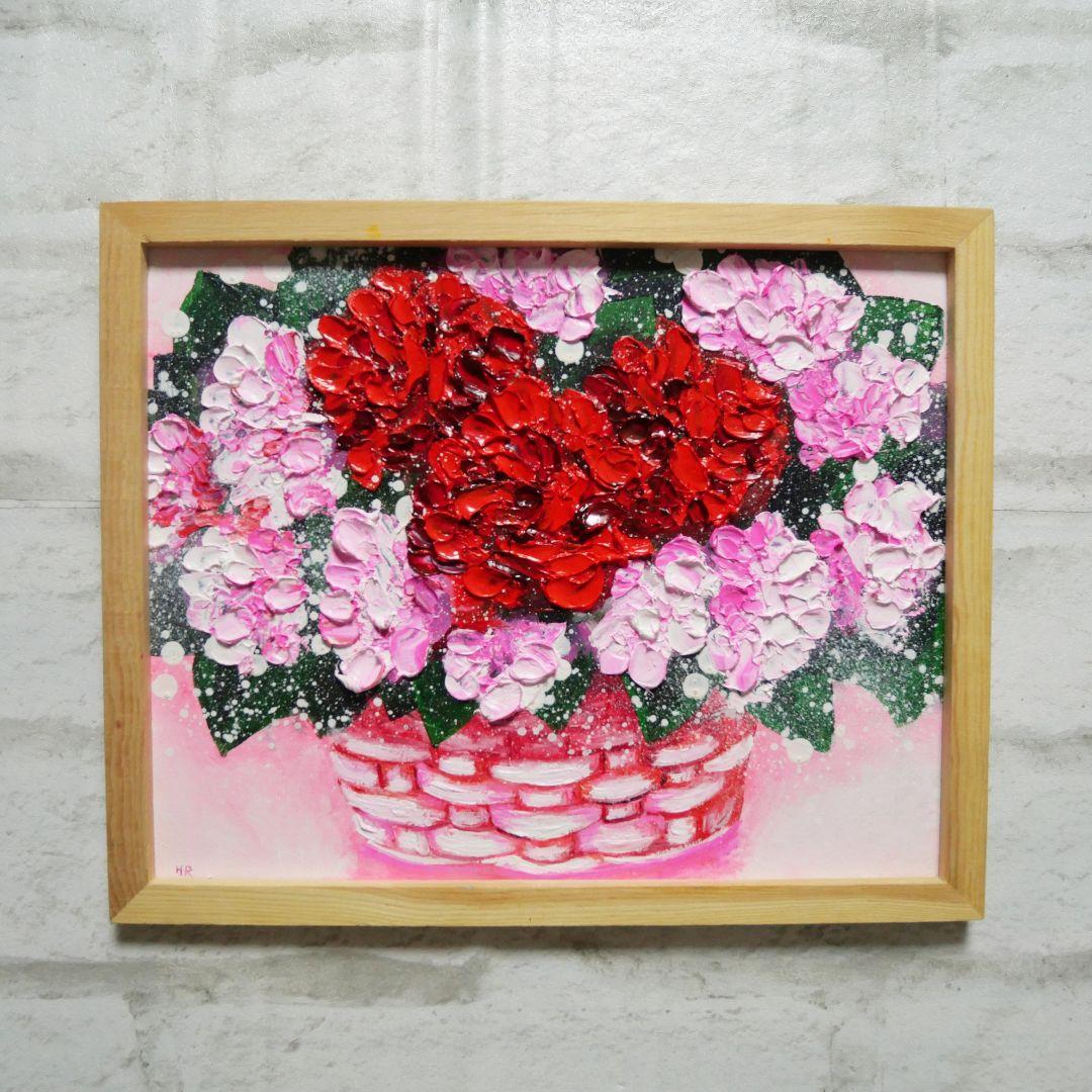油絵 油彩 油彩画 絵 絵画【華やかなカーネーション】