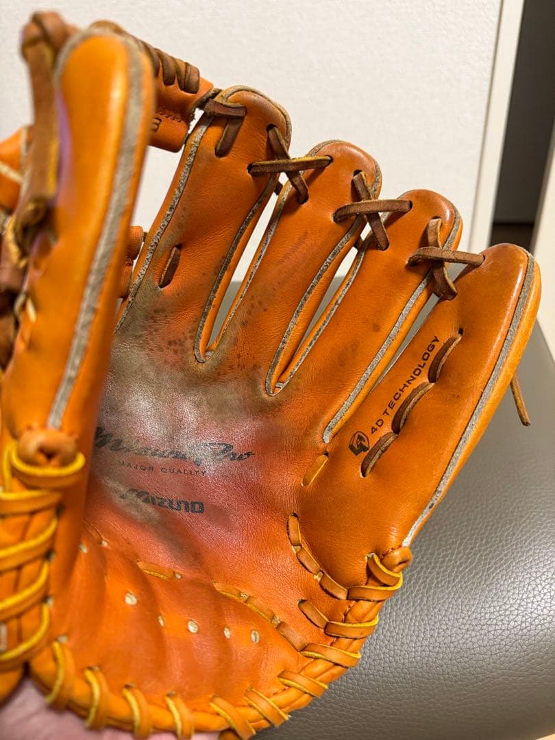 Mizuno Pro 軟式用レザーグローブ オレンジ　ビックM