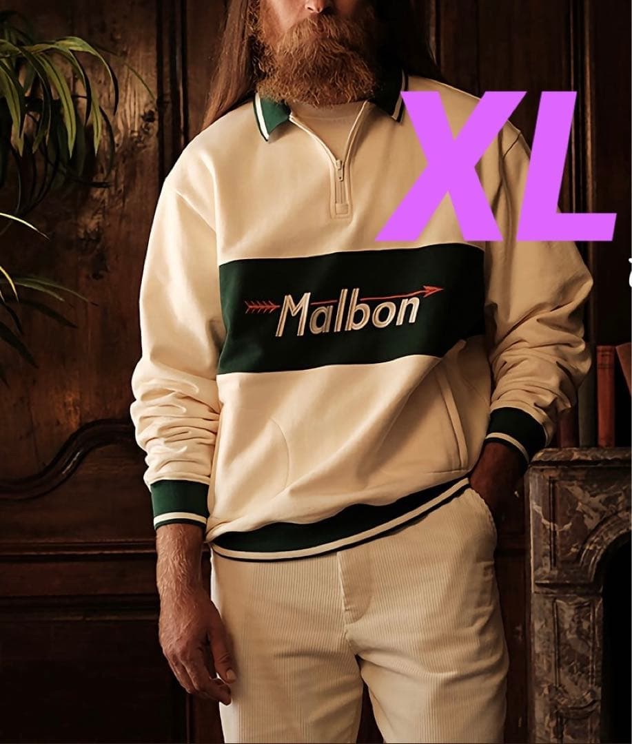 即日発送Malbon メンズハーフジップ トップスゴルフウェアスウェットXL